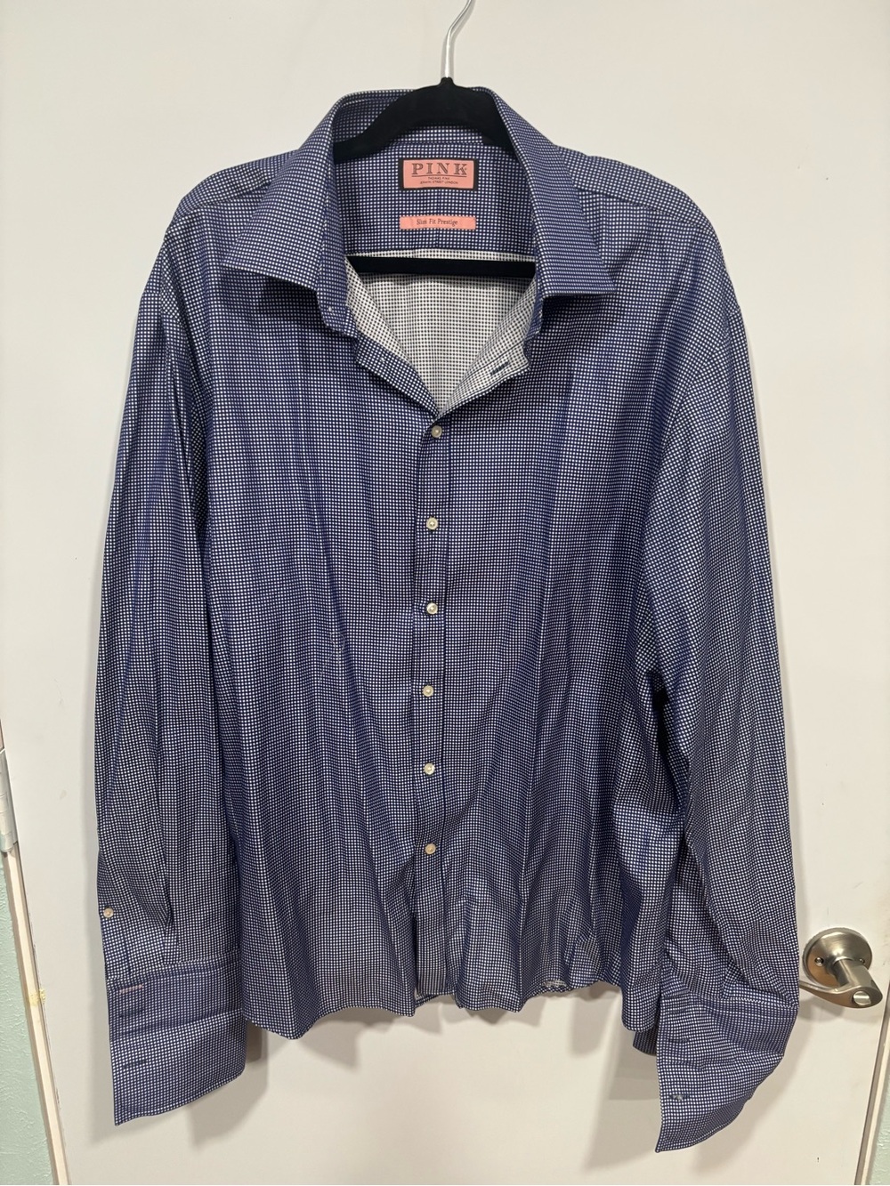 Thomas Pink Men's Navy Micro-Check Dress Shirt